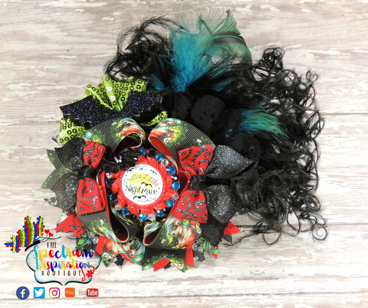 Pretty Little Nightmare, Halloween Bow, Dark & Mysterious, Ribbon Bow