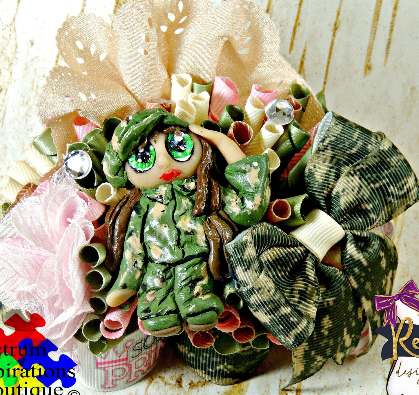 Solders' Princess / Daddy's My Hero! Army Bow, Camouflage bow, Solders' Princess Bow, Military Tribute Bow, Military bow American Solder bow