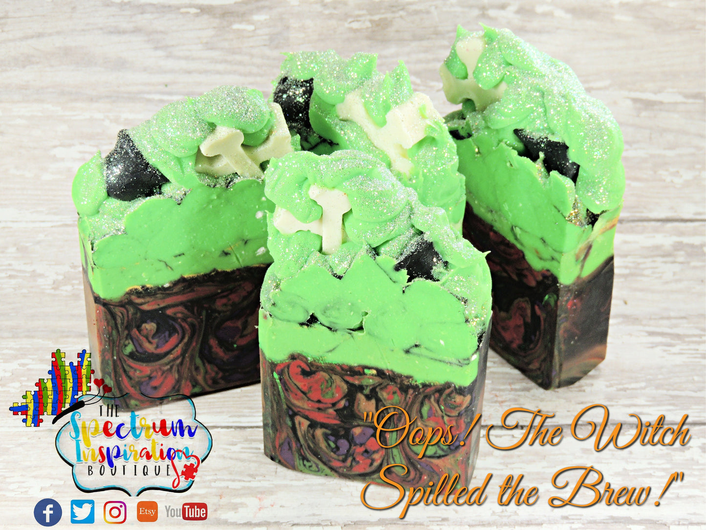 Witches Brew Soap, Oops! The Witch Spilled the Brew! Cold Processed Soap Bars, Halloween, Moisturizing, Pretty , Festive, Witch Soap, Colorful Soap