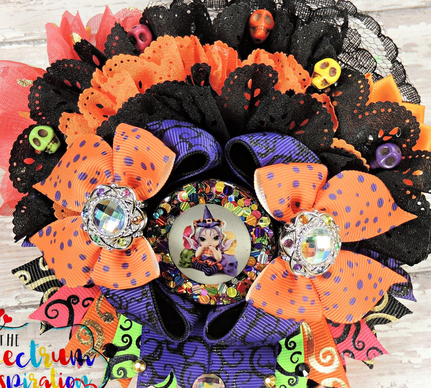 Precious Little Witch, Over the Top Bow, Ribbon Bow, Halloween Bow, Baby Witch Bow, Boutique Style Bow, OTT Halloween Bow, Colorful Bow